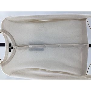 Quince Cashmere Fisherman Cardigan Sweater Ivory White L